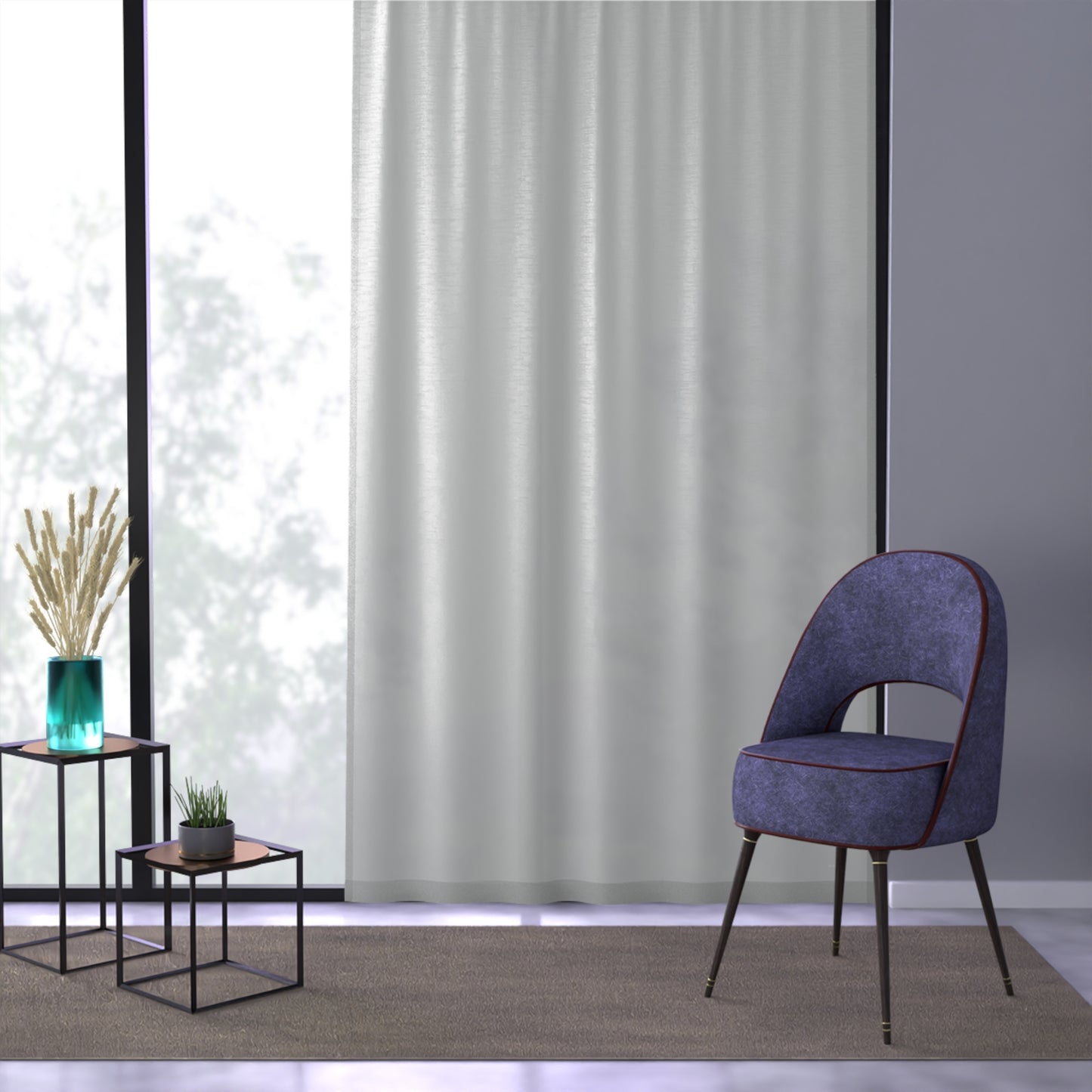 Gray Simplicity single panel sheer curtain