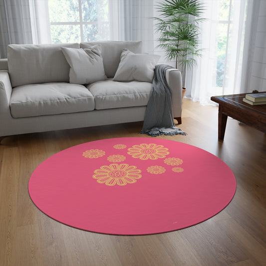 Pink Lemonade round area rug