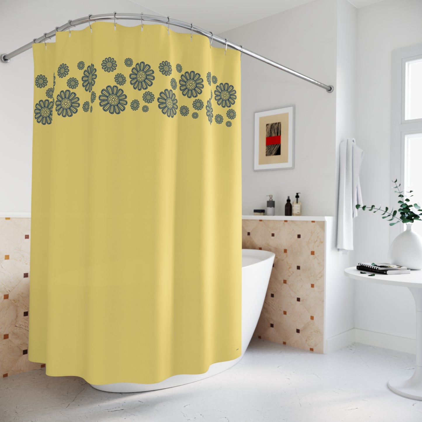 Sunlit Navy shower curtain - D ART Studio