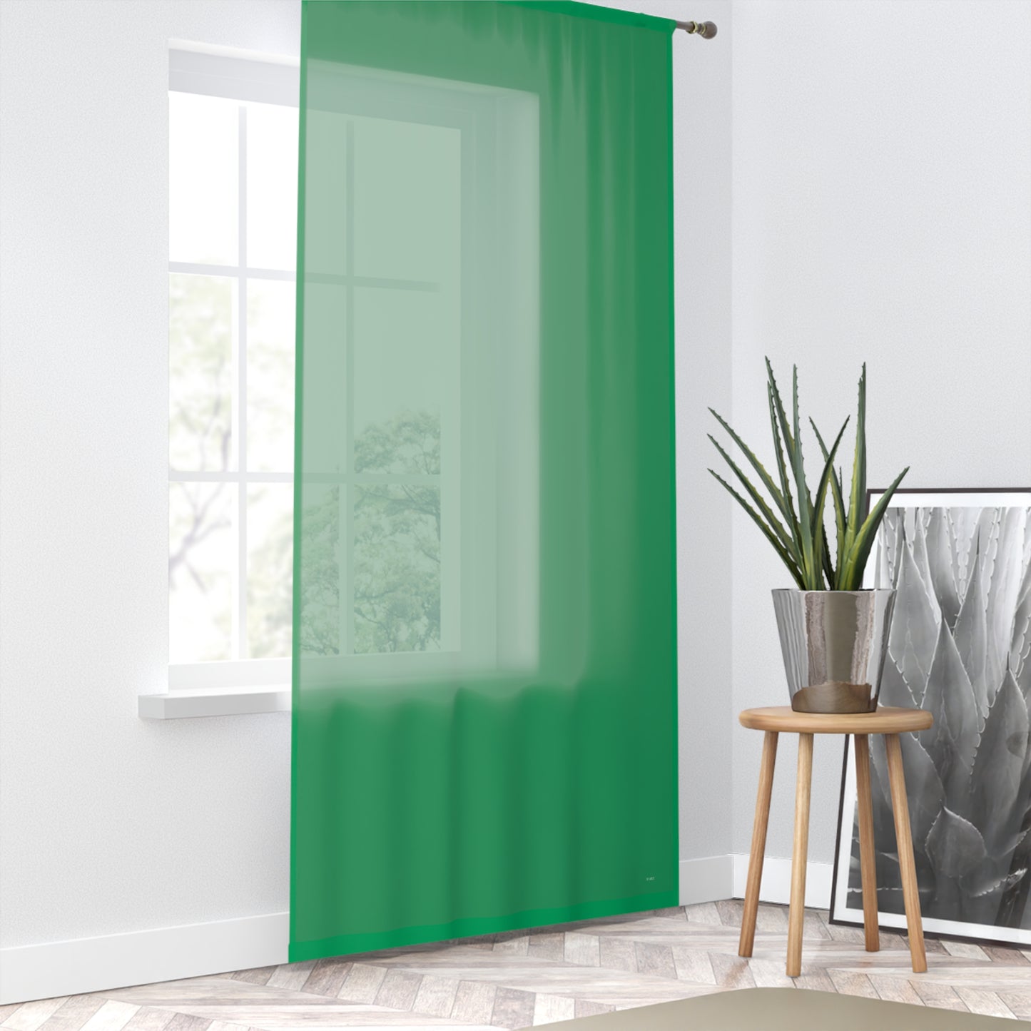 Green Simplicity single panel sheer curtain