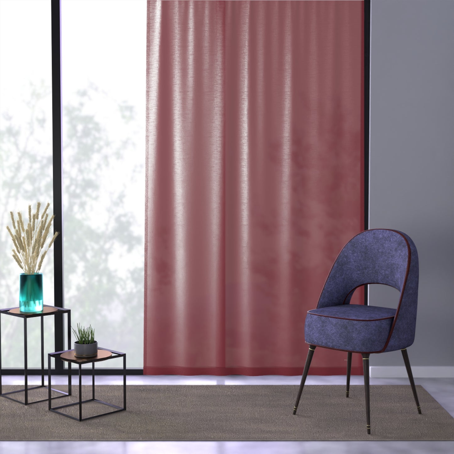 Terracotta Simplicity single panel sheer curtain