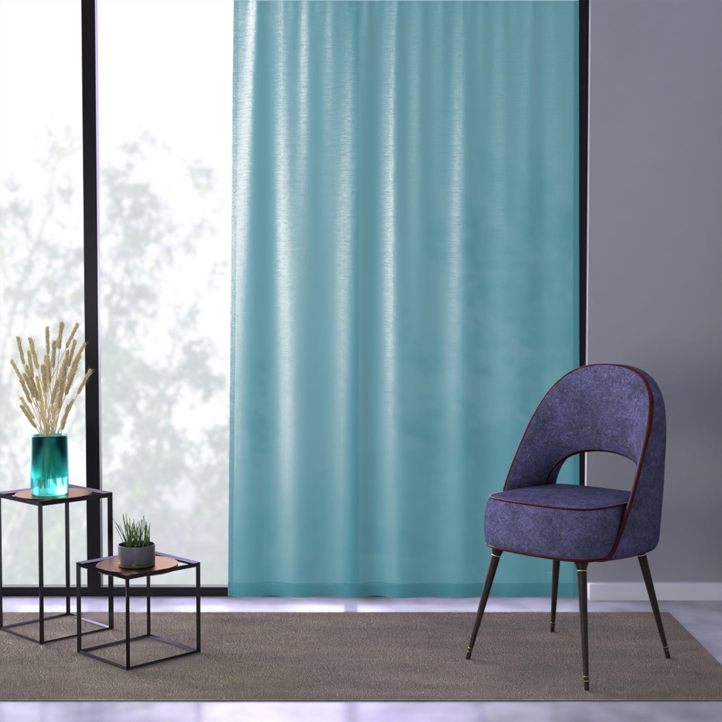 Turquoise Simplicity single panel sheer curtain