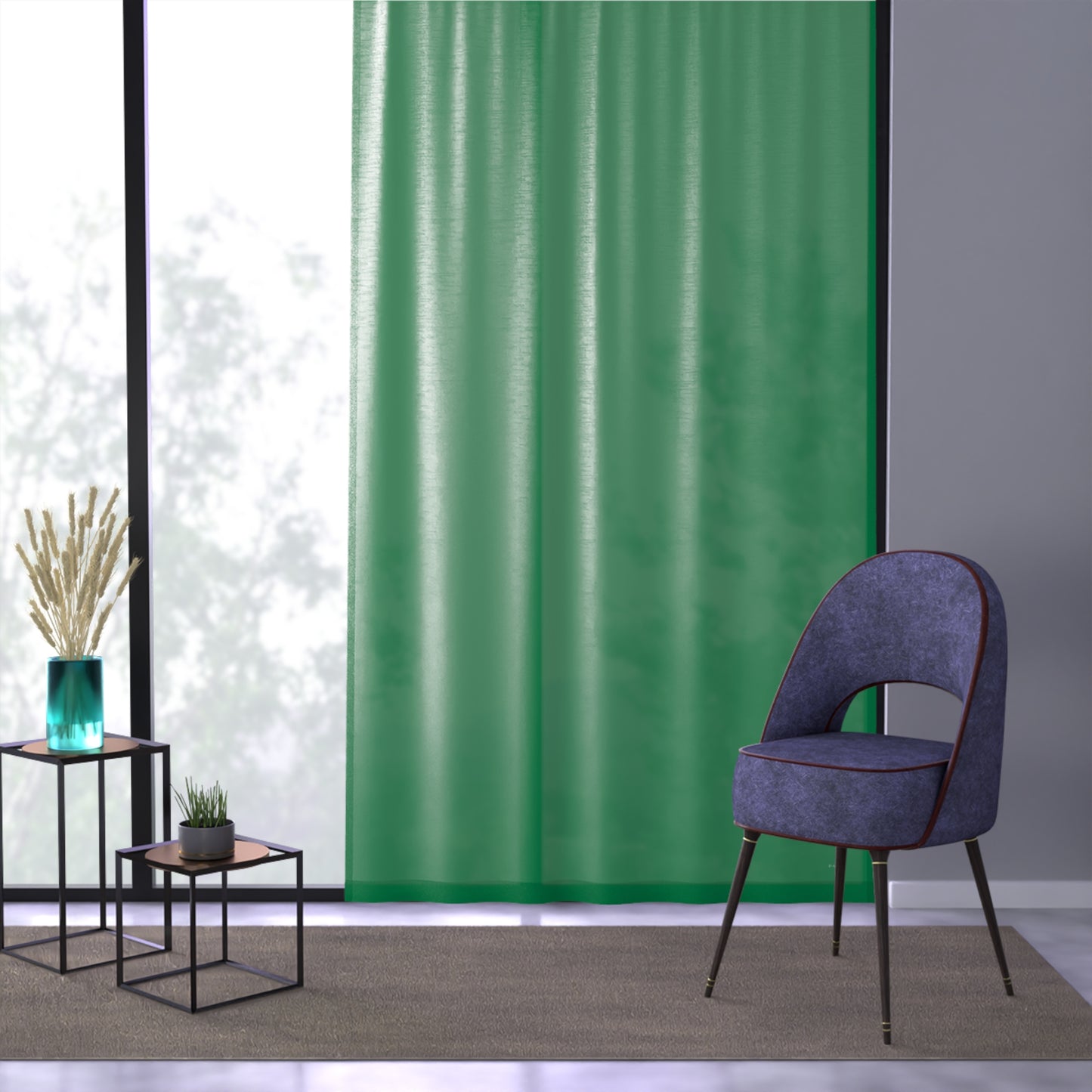 Green Simplicity single panel sheer curtain