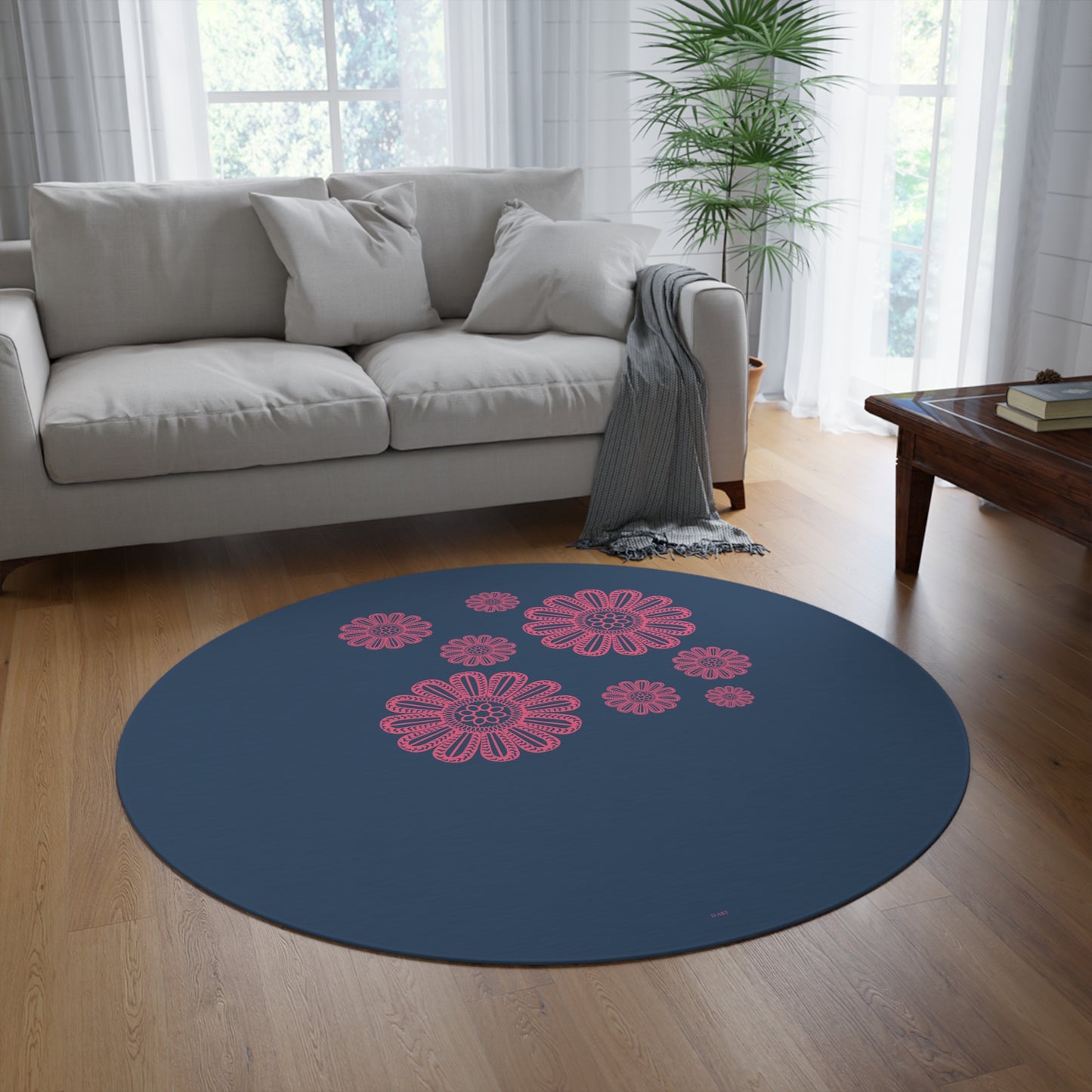 Midnight Blossoms round area rug - D ART Studio