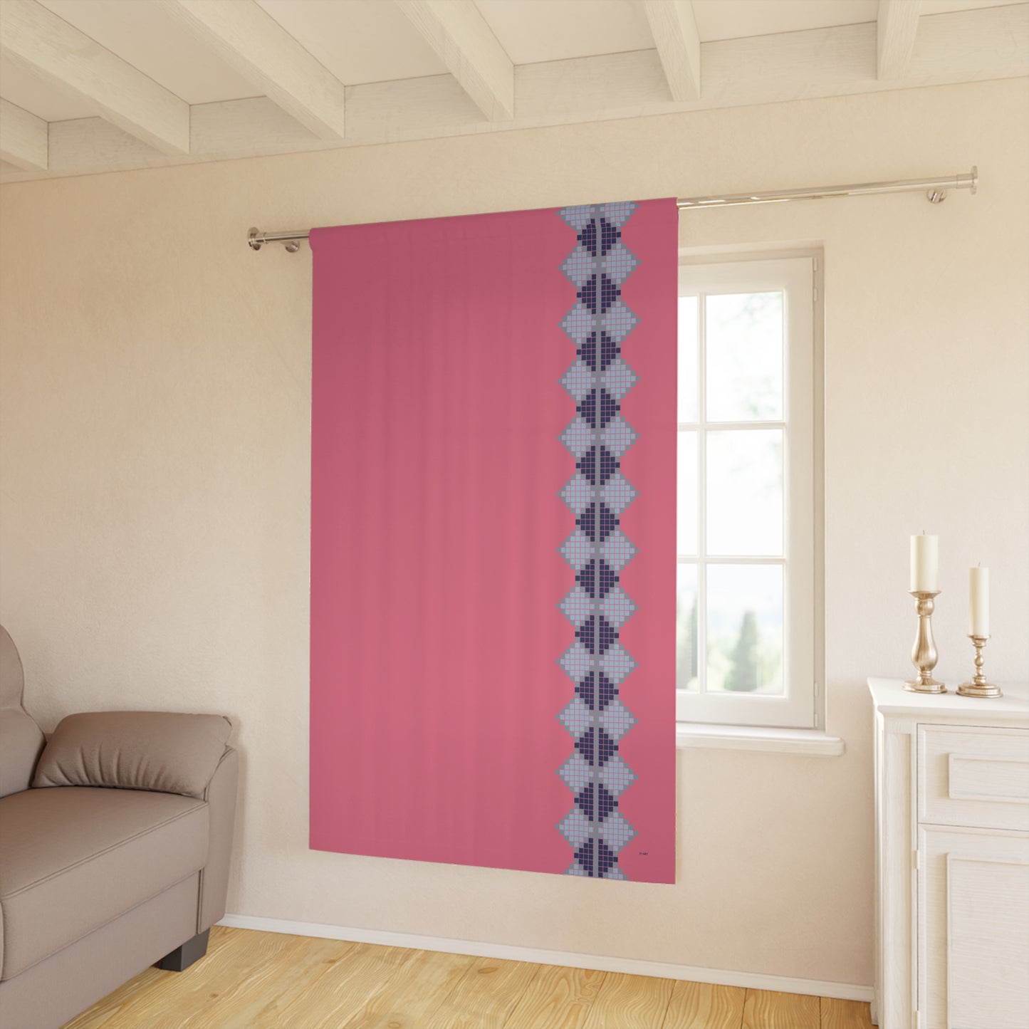 Pink Lagoon single panel blackout curtain