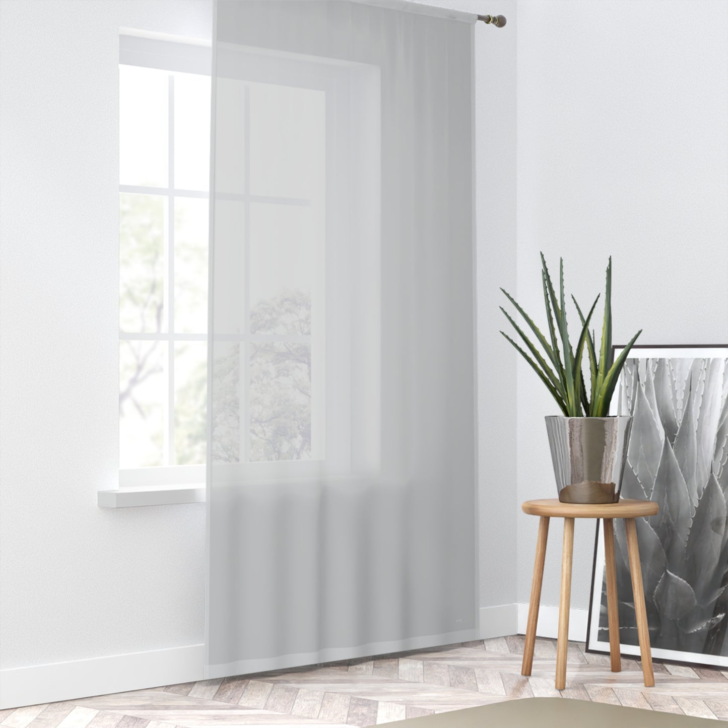 Gray Simplicity single panel sheer curtain