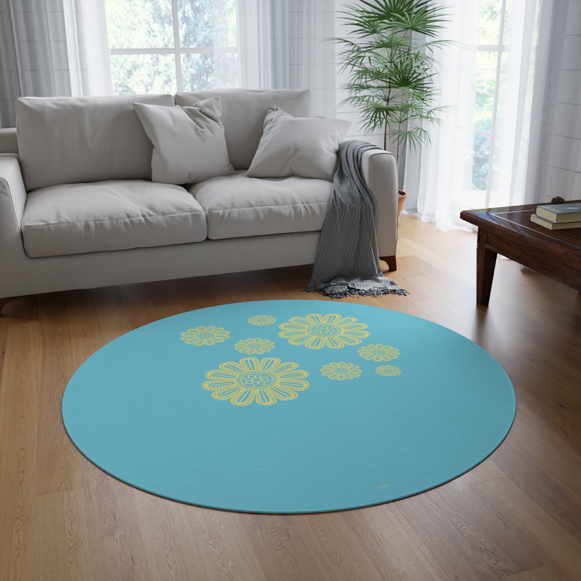 Turquoise Delight round area rug - D ART Studio