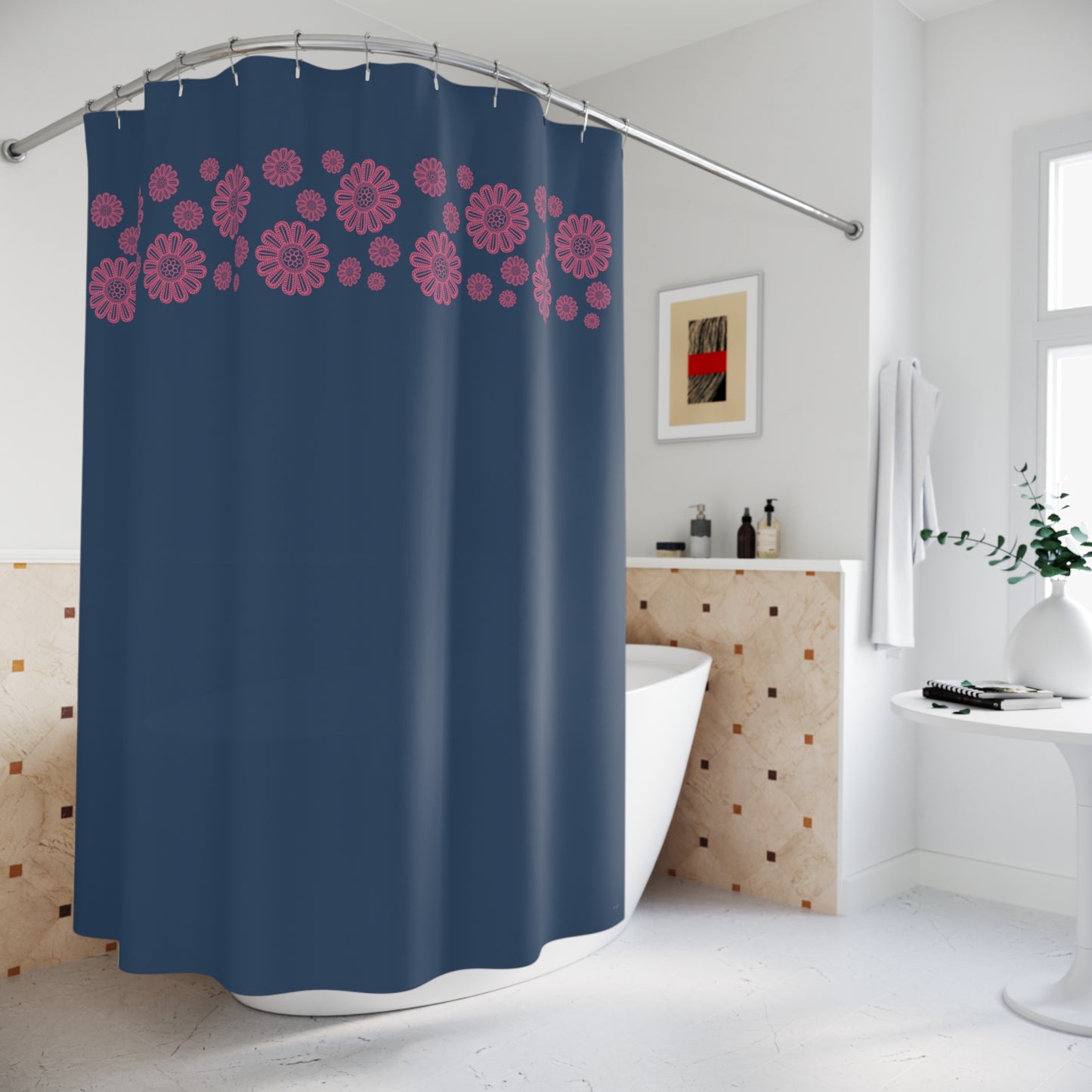 Midnight Blossoms shower curtain